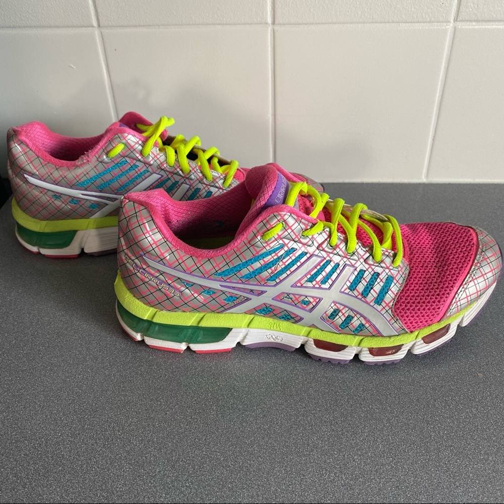ASICS Gel Cirrus33 Running Shoes Womens 8.5 Silver Pink Athletic Sneakers